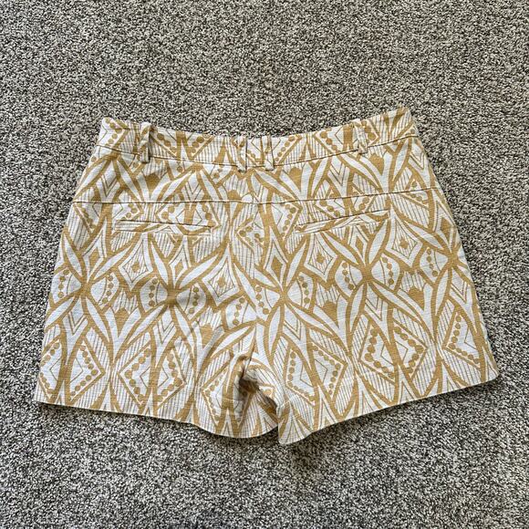 Elevenses Anthropologie cream & yellow print shorts size 4 - Picture 3 of 11
